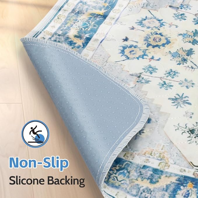 Washable Pee Pads for Dogs, 2 Pack Reusable Puppy Training Pads 24"x18" Super Absorbent Waterproof Dog Training Pads, Non-Slip Potty Pads, Whelping Pads Litter Mat Blue Medallion