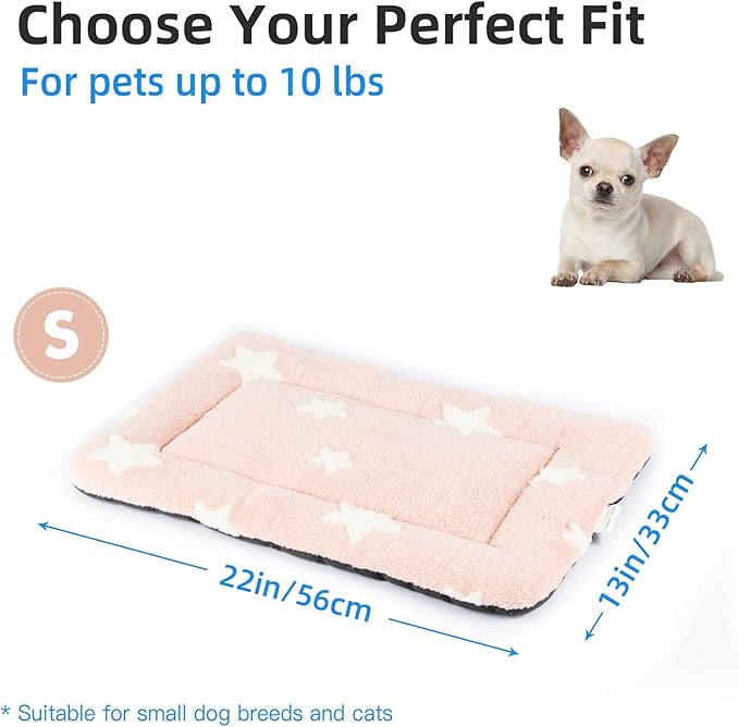 Mora Pets Cat Bed for Indoor Cats Washable Dog Crate Pad Cute Star Dog Bed Mat for Small Dogs Pet Kennel Pad for Cage Soft Flat Puppy Kitten for Sleeping Anti-Slip Pink 22 x 13 inch 2 Pack