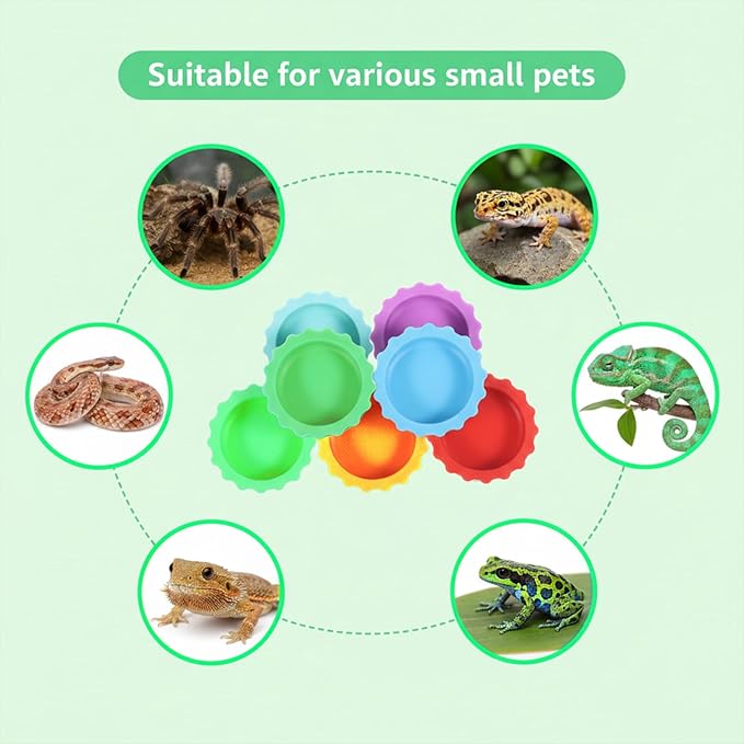 7 Pack Crested Gecko Food Dish and Water Bowl Small Reptile Feeding Cups Reusable Hermit Crab Food Dish Feeder &Corner Foods Dishs Gecko Water Bowl for Bearded Dragon Tank Tortoise Isopods Crab