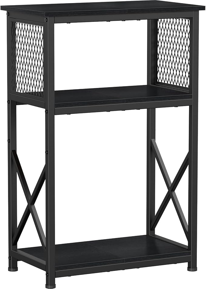 Snughome 10 Gallon Aquarium Stand with Storage, 3 Tier Heavy Metal Fish Tank Stand Shelf 20.47" x 11.42" x 30.91", Black