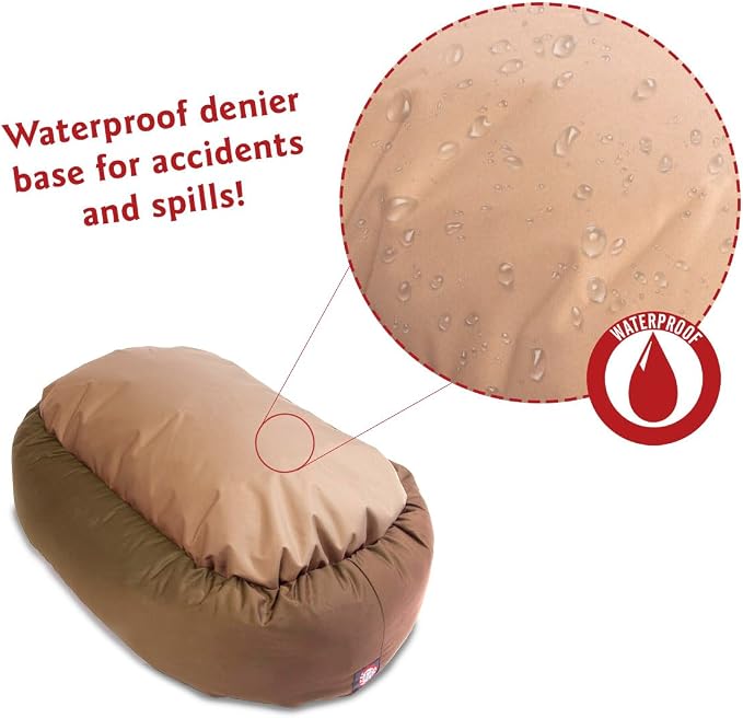 Majestic Pet 24 Inch Bagel Calming Dog Bed Washable – Cozy Soft Round Dog Bed with Spine Support for Dogs to Rest Their Head - Fluffy Donut Puppy Mat 24x19x7 (Inch) Small – Khaki | Cozy Soft Fluffy Donut Pet Bed with Spine Support for Head Rest – Anti-...