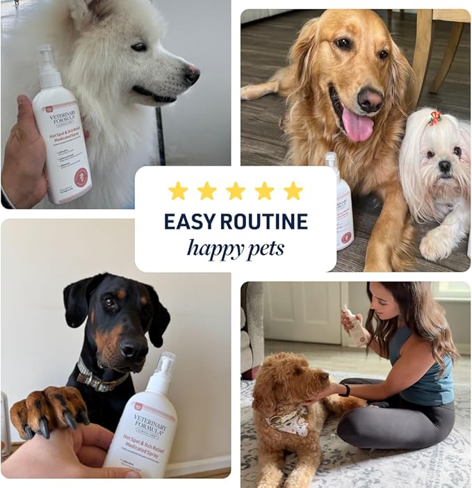 Veterinary Formula Clinical Care Hot Spot & Itch Relief Medicated Spray, 8oz – Easy to Use Spray for Dogs & Cats – Helps Alleviate Sensitive Skin, Scratching, and Licking of Coat (2 Pack)