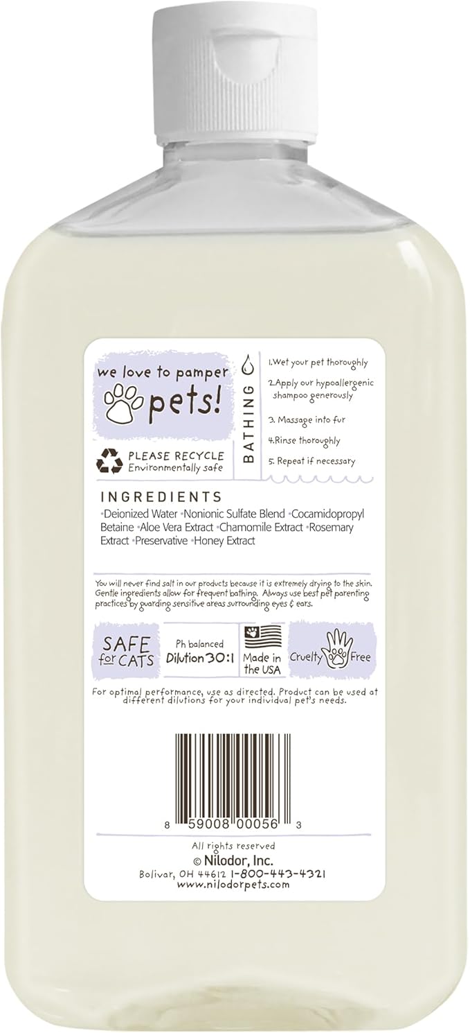 Bobbi Panter Hypoallergenic Dog Shampoo Honey, Aloe Vera, Chamomile & Rosemary – Dye & Fragrance Free Natural Formula for Sensitive & Allergy Skin, Tear-Free, 30:1 Concentrate, Made in USA, 14 oz