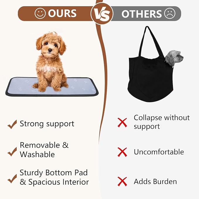 Dog Purse Carrier for Small Dogs, Cats, and Puppies – Soft-Sided Travel Pet Tote Bag with 4 Large Pockets, Foldable, Lightweight, Fits Pets up to 15 lbs, for Travel, Outings (Black)