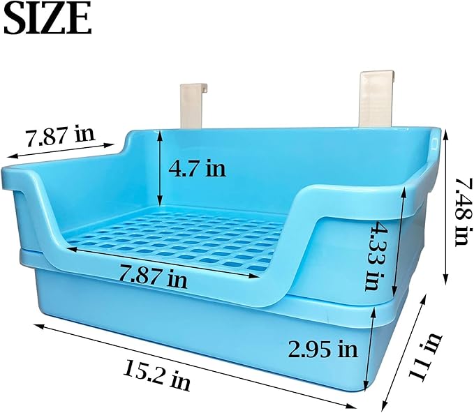 kathson Extra Large Rabbit Litter Box Trainer Rabbit Toilet Small Animal Potty Bunny Litter Pan Box for Adult Guinea Pig Rats Chinchilla Ferret Galesaur (Blue)