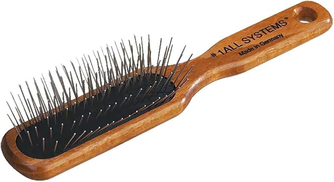 #1 All Systems No Pet Oblong Pin Brush with Wooden Handle
