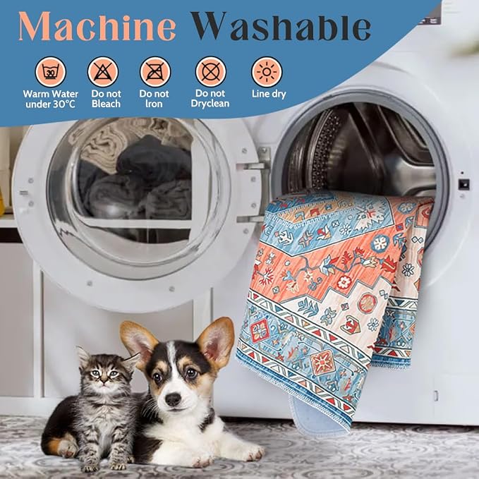 Washable Pee Pads for Dogs, 2 Pack Reusable Puppy Training Pads 24"x18" Super Absorbent Waterproof Dog Training Pads, Non-Slip Potty Pads, Whelping Pads Litter Mat Orange/Mix