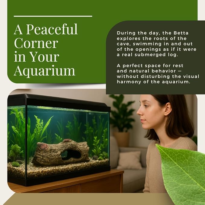 Aquarium Decoration Betta Fish Cave Fragata Ornaments Resin for Freshwater and Saltwater Tanks (Natural Stone)
