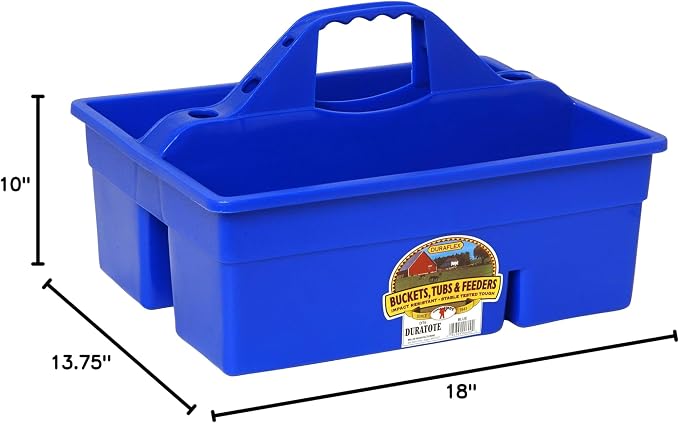Little Giant® Plastic DuraTote | Horse Grooming DuraTote | Durable Tote Box Organizer with Easy Grip Handle | Extra Thick Sidewalls | Blue