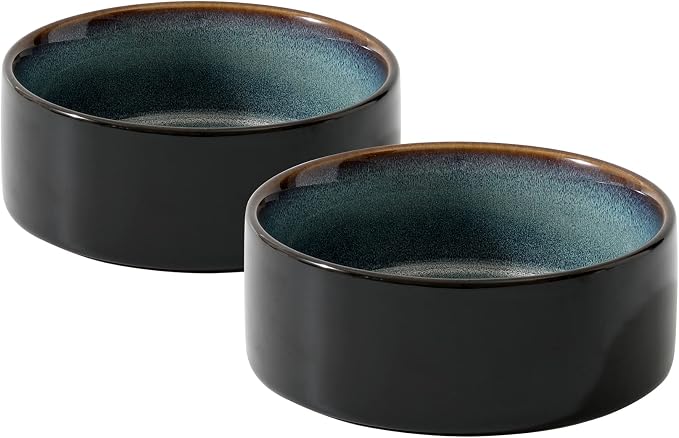 Havniva Cat Bowls Set of Two, 6.1” Ceramic Cat Food and Water Bowls | Cat Food Bowls Whisker Friendly, Non-Slip Base, Food-Grade Ceramic, Wide Opening, Dishwasher Safe, Cat Bowls for Indoor Cats