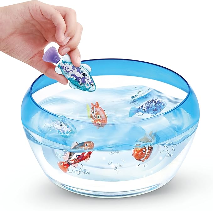 Robo Alive Robo Fish Series 2 (Teal + Orange 2 Pack) by ZURU Robotic Swimming Fish Water Activated, Changes Color, Comes with Batteries, Amazon Exclusive - Teal + Orange (2 Pack), 7165E
