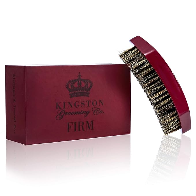 Kingston Grooming Co. Premium Boar Hair Brush Bundle - Original, Medium & Firm Wave Brushes for Men - Boar Hair Brush, Perfect Edge and Hair Waver - Travel Case Included