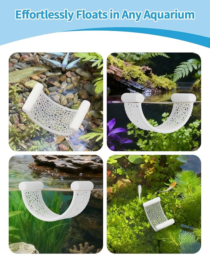 Floating Betta Hammock, Betta Fish Hammock, Floating Rest Platform or Small Aquariums, Nano Tanks, Shrimp, Corydoras, Betta Fish Tank Accessories, Fish Tank Decor, 3D Printed Aquarium Decor (White)