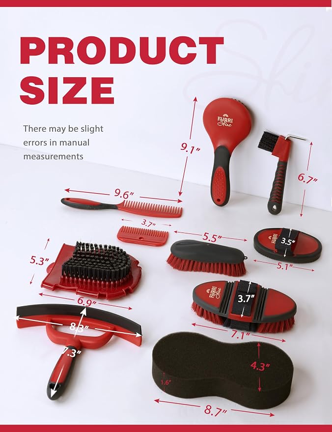 11-Piece Horse Grooming Kit with Waterproof Tote Shadowberry | 10 coordinated horse grooming tools with comfort-grip designs and a spacious waterproof tote for complete horse grooming