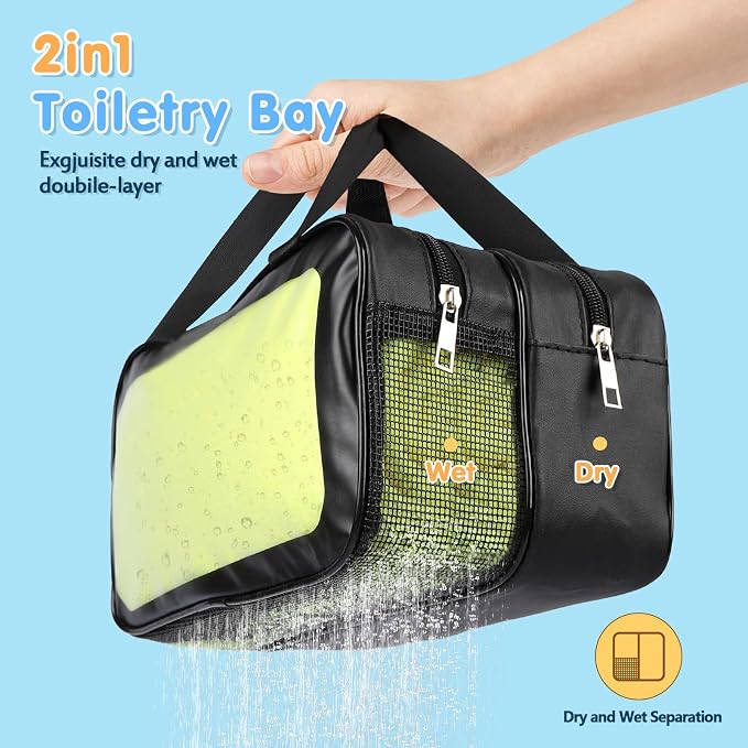 6 Pcs Dog Washing Kit: Bath Brush, Hair Brush, Washing Glove, Dog Towel | Dog Brush for Shedding, Toothbrush, Large Towel, and Dry-wet Separation Bag, Dog Bath Grooming Kit, Dog Bath Supplies