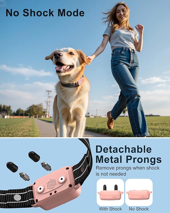 Jugbow Dog Shock Collar - 4500FT Dog Training Collar with Remote, IPX8 Waterproof Electric Dog Collar with 4 Training Modes, Security Lock, Rechargeable eCollar for 10-120lbs Dogs(Hot Pink)