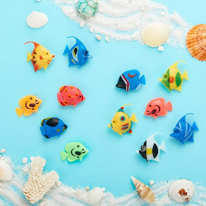 Weewooday 20 Pcs Artificial Moving Fishes Plastic Floating Lifelike Fish Tank Ornament Aquarium Decorations(Random Fish)