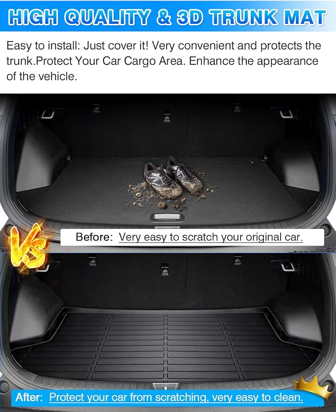 Cartist Cargo Liner Custom Fit for Kia Seltos 2021-2024 2025 2026 in Upper Position(Fits Without Subwoofer)(No SX Turbo Models) All Weather Trunk Floor Mat TPE Waterproof