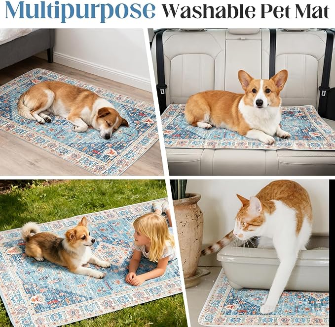 Washable Pee Pads for Dogs, 2 Pack Reusable Puppy Training Pads 36"x36" Super Absorbent Waterproof Dog Training Pads, Non-Slip Potty Pads, Whelping Pads Litter Mat Blue/Mix