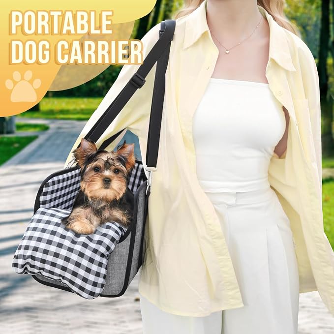 SlowTon Console Dog Car Seat, Dog Booster Seat for Small Dogs Under 11lbs | Portable, Sadety Features for Anti-Collapse , Hard Bootm for Excellent Support, with Washable Cushion Built in Safety Belt