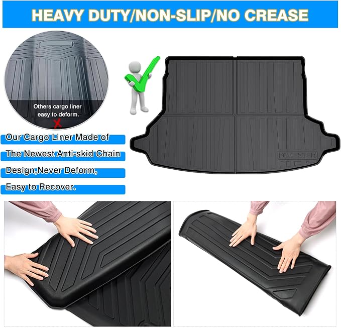 Powerty Trunk Mat for 2019-2024 Subaru Forester Accessories Cargo Liner Without Subwoofer All Weather TPO Rear Trunk Liner (Not Fit Models with Subwoofer on Trunk Side)