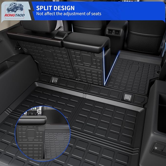 Rongtaod Floor Mats Compatible with 2013-2024 Toyota 4Runner 5 Seats Trunk Mat Cargo Mat Cargo Liner Back Seat Cover Protector 2023 4 Runner Accessories (Set of 8 Mats,Fit Without Sliding Tray)