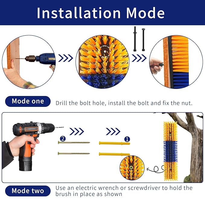 4PCS Livestock Scratching Brush Goat Scratching Tool Post Massage Grooming Brush with 8 Screws for Animals Back Scratcher Itch Brushes for Cattle, Sheep, Horses, Pigs,Cow(4, Yellow)