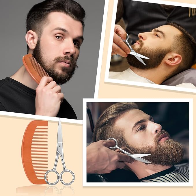 Maitys 10 Set Appreciation Gifts Bulk Beard Brush Comb Scissors,Round | Boar Bristle Beard Brush, for Men Father Colleague Employee