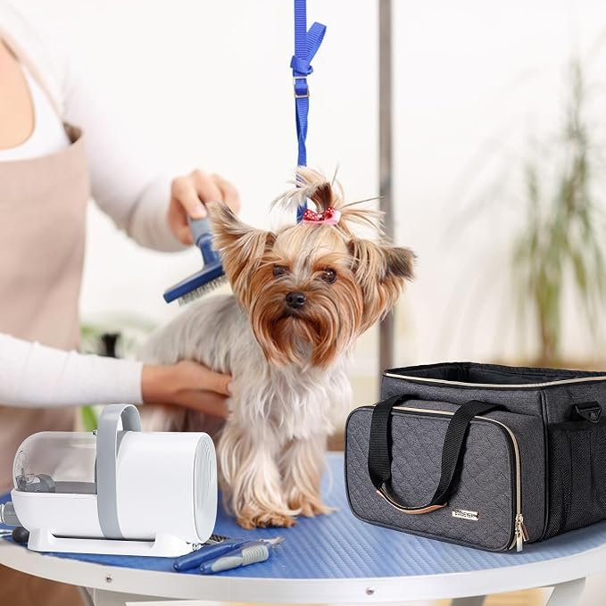 Dog Grooming Vacuum Bag, Pet Grooming Kit Bag Perfect for Dog Hair Vacuum & Grooming Tool Kit Accessories- Grey