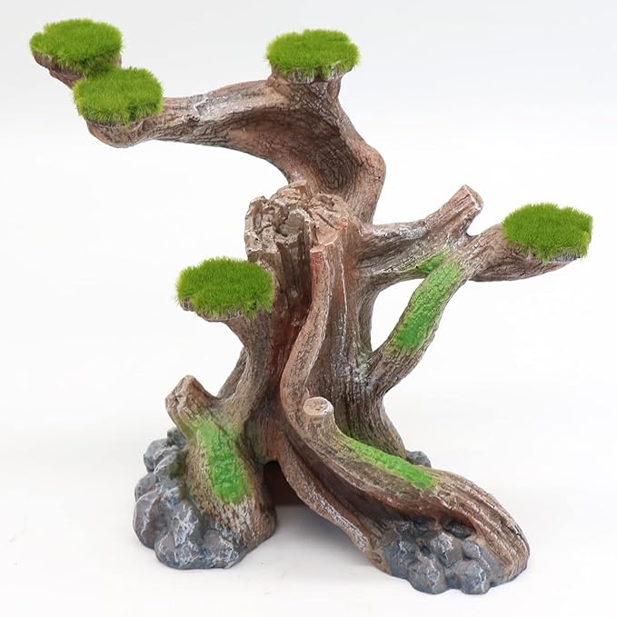 relaqcc Reptile Decor Aquarium Decorations Artificial Moss Resin Fish Tank Rocks Simulation Hollow Tree Leopard Gecko Trunk Accessories Aquarium View(Medium)
