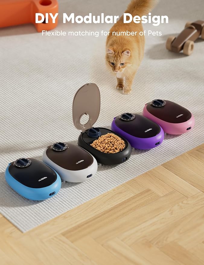 WOPET Automatic Cat Feeder for Wet Food – 48H Programmable Pet Food Dispenser with Ice Pack for Freshness, Yogurt & Canned Meals – Perfect for Cats, Kittens & Small Dogs