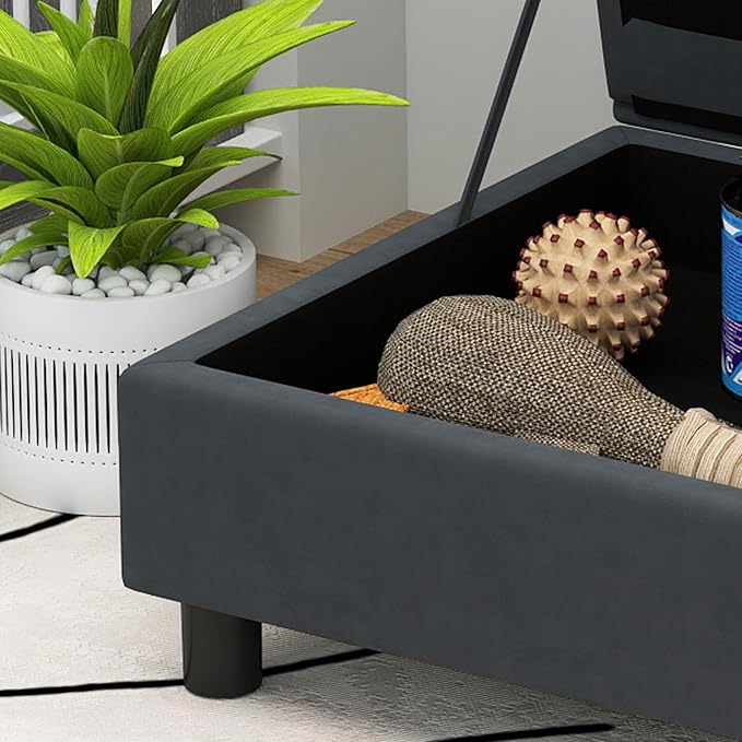 PawHut Luxury Fancy Dog Couch with Hidden Storage, Small Dog Sofa Bed with 2" Soft Foam, Modern Pet Furniture for Puppies & Little Breeds, Dark Gray | Small Dog Sofa Bed with 2" Soft Foam, Modern Pet Furniture for Little Breeds