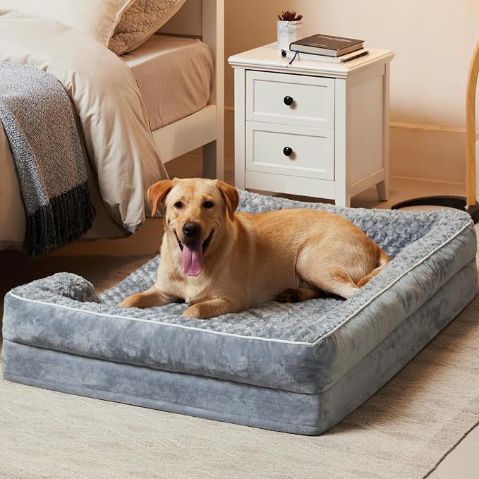 WNPETHOME Orthopedic Washable Dog Bed Large for Senior Dog Cozy Sleep | Waterproof Big Soft Dog Couch Sofa Bed for Dogs Relax with Removable Cover Supportive Comfort Pet Bed Grey 36x27 Inch