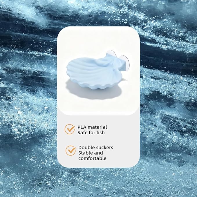Betta Fish Hammock, Shell Pad with Strong Suction Cup Natural Resting Bed for Bettas Soft Fin-Safe Betta Fish Tank Decor and Accessories (White Medium)