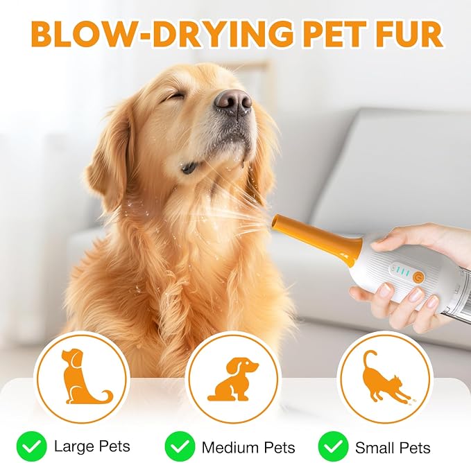 Cat Dog Grooming Vacuum Kit with Brush, Low-Noise Pet Hair Shedding Trimming Grooming for Indoor Cats Dogs, 4 in 1 Pet Vacuuming Groomer for Long or Short Haired Kitten Accessories(White)