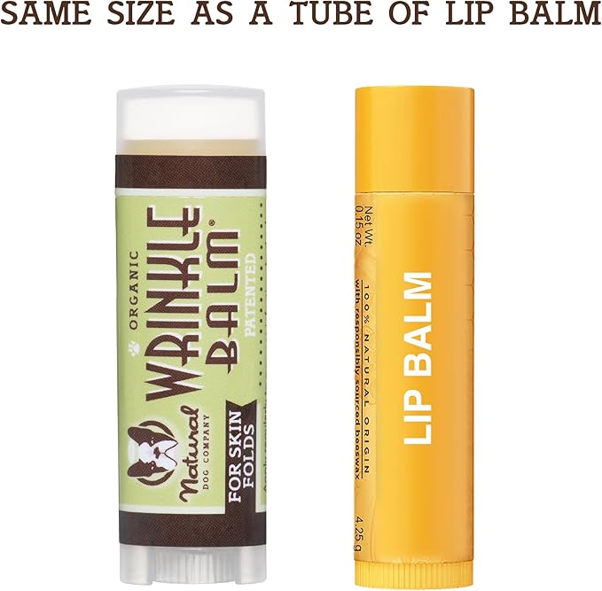 Natural Dog Company Wrinkle Balm for Dogs – Dog Wrinkle Balm for Skin Folds, Facial Creases & Wrinkles, Lick-Safe Wrinkle Cream for Bulldogs, Pugs & Bully Breeds, Daily Skin Care, 0.15 oz Stick