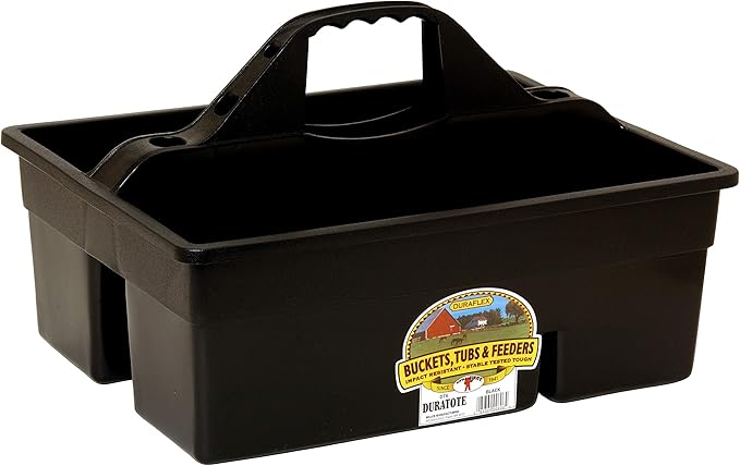 Little Giant® Plastic DuraTote | Horse Grooming DuraTote | Durable Tote Box Organizer with Easy Grip Handle | Extra Thick Sidewalls | Black