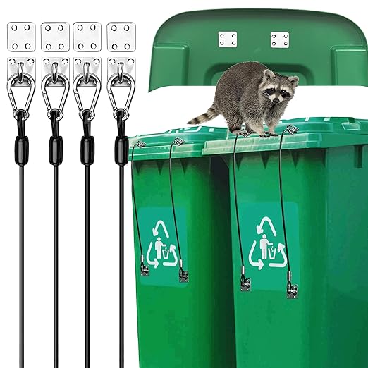 Trash Can Locks Garbage Can Lid Locks for Animals, Bear Raccoon Squirrel Dog Proof Trash Can Lock, Weather-Resistant Universal Trash Bin Lock for Outdoor Trash Cans with Stainless Steel Hasps, 4 PCS