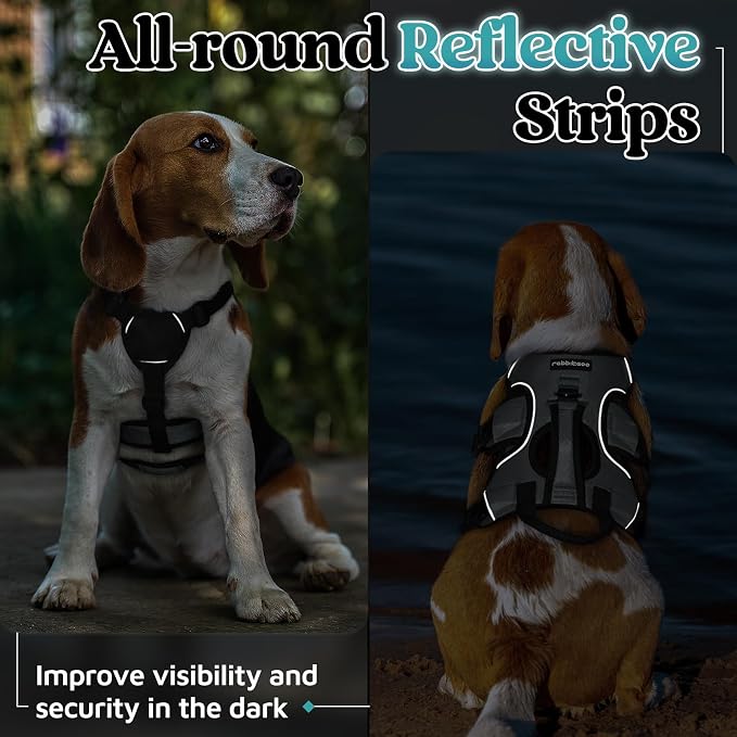 rabbitgoo Escape Proof Dog Harness for Small, No Pull with Lift Handle | No Escape, Full Soft Padded, Reflective Adjustable Vest, Leash Clip for Walking Hiking Training, Grey, Small
