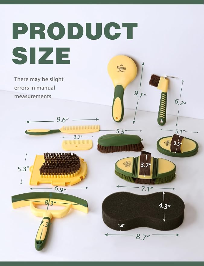 11-Piece Horse Grooming Kit with Waterproof Tote Pasture Glow | 10 coordinated horse grooming tools with comfort-grip designs and a spacious waterproof tote for complete horse grooming