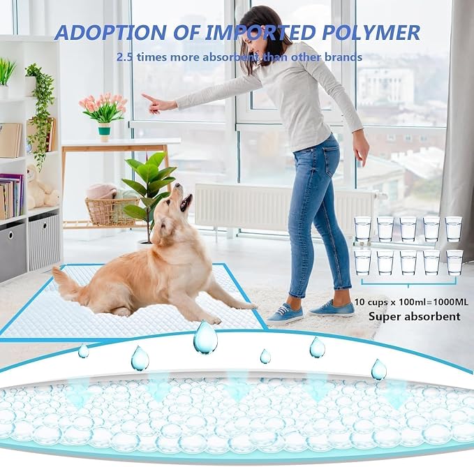 XXXXL Puppy Pee Pads for Dogs 36"x55" 40 Count, Extra Large Dog Pee Pads, Super Absorbent & Leak-Proof Disposable Potty Pads, Thicken Puppy Training Pads for Dogs, Cats and Rabbits
