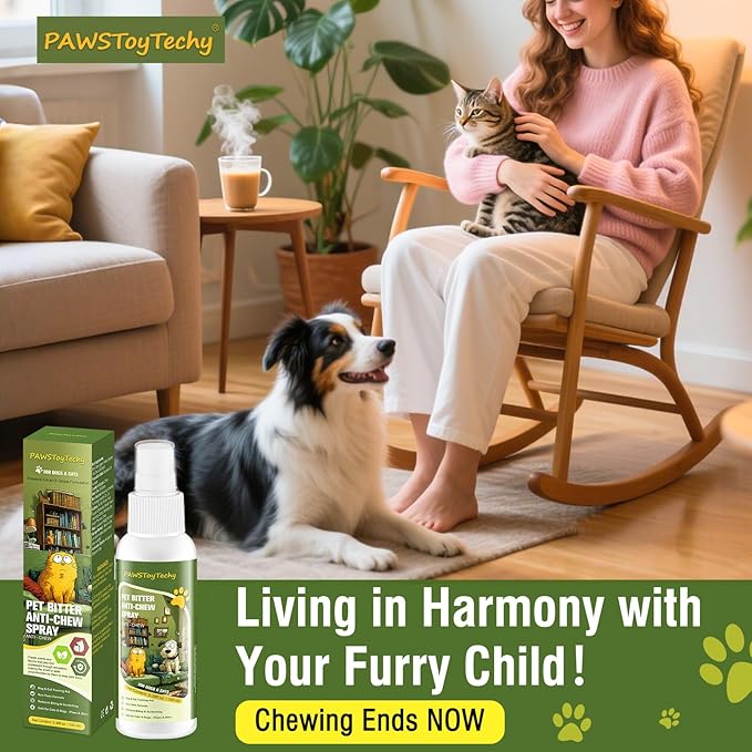 2PCS Anti-Chew Bitter Dog Spray, Stop Chewing and Licking, No Chew Spray for Dogs & Cats, Protect Furniture Shoes Belongings, Natural Pet Safe Formula, No Stain 3.38 fl oz (100 ml)