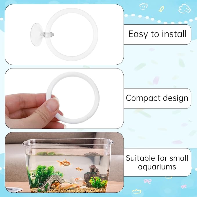 Betta Fish Exercise Ring and Betta Mirror Set, Heart Floating Exercise Mirrors, Betta Ring Enrichment Toys, Betta Fish Toys for Fish Tank, Betta Tank, Aquarium Accessories