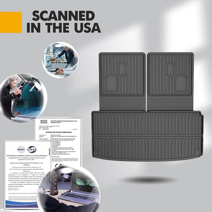 Original 2022-2026 MDX Cargo Liners & Backrest Mat for Acura MDX - Custom Fit Upper and Lower Position Trunk Mat & 3rd Row Seat Backrest Mat - All Weather Odorless TPE Car Mats for Acura MDX 2022-2026