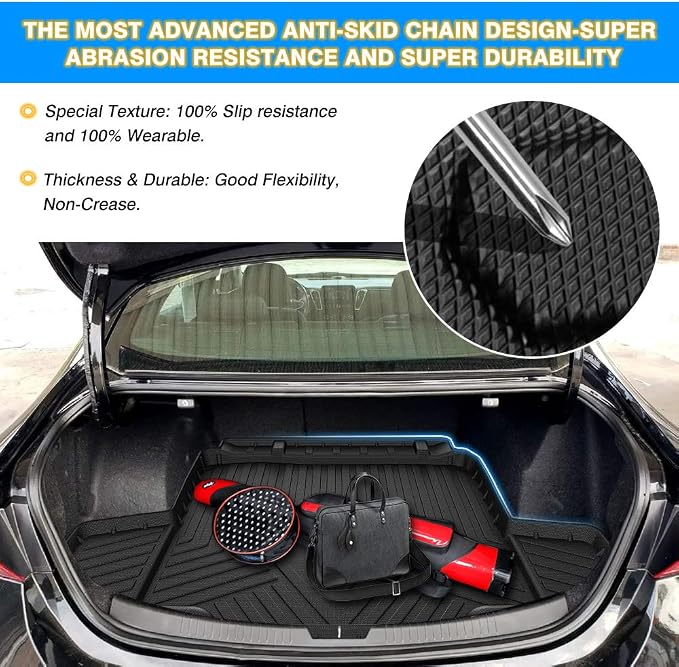 Cartist Cargo Liner Compatible with Chevrolet Malibu 2016 2017 2018 2019 2020 2022 2023 2024 2025 All Weather Trunk Mat Liner for Malibu Accessories Black