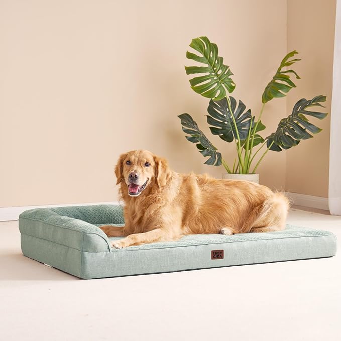 EHEYCIGA Extra Large Dog Bed Othorpedic, Memory Foam XL Dog Bed with Washable Removable Cover, Waterproof Pet Sofa Couch XLarge Size Dogs with Nonskid Bottom, 44x32x6.5, Greyish Green | Washable Removable Cover, Waterproof Flat Pet Sofa Couch with Nons...