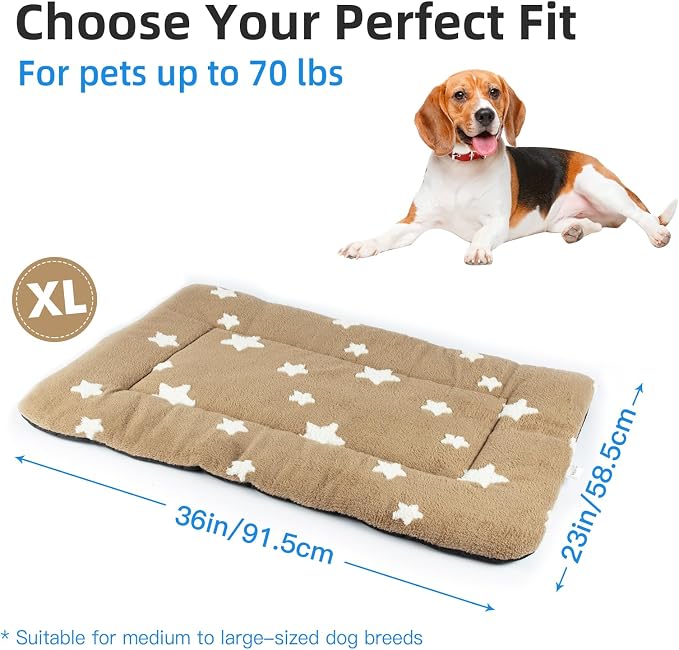 Mora Pets Dog Crate Pad Washable Dog Bed for Crate Flat Cat Pet Kennel Mat | Ultra Soft Dog Bed Mat, Crate Pad for Dog Cages Cozy Sleeping Liner, Pet Pillow Cushion Large Puppy Bed Anti Slip Brown 36x23