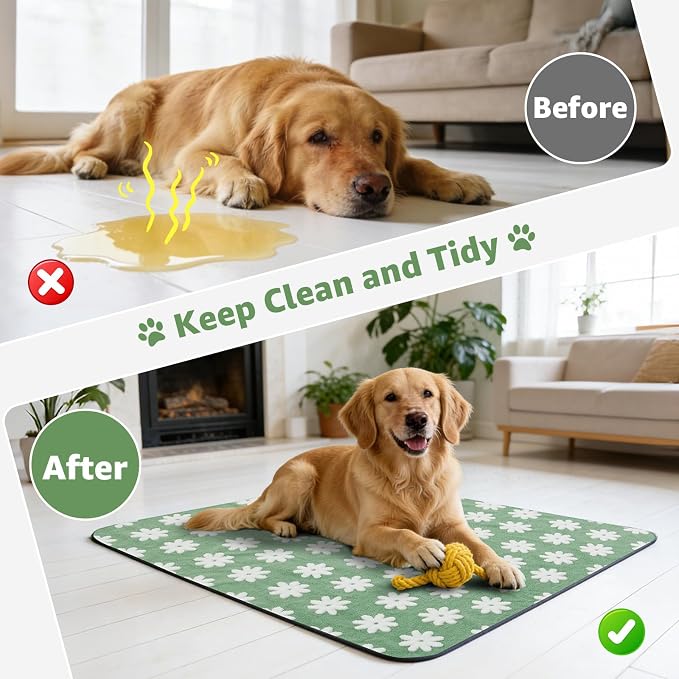 LOOBANI Washable Puppy Pads, Reusable Dog Pee Mat 18"x24", 4 Pack | Super Absorbent, Waterproof, Leakproof, Non-Slip, Soft For Playpen, Crate, Potty Training, Floors