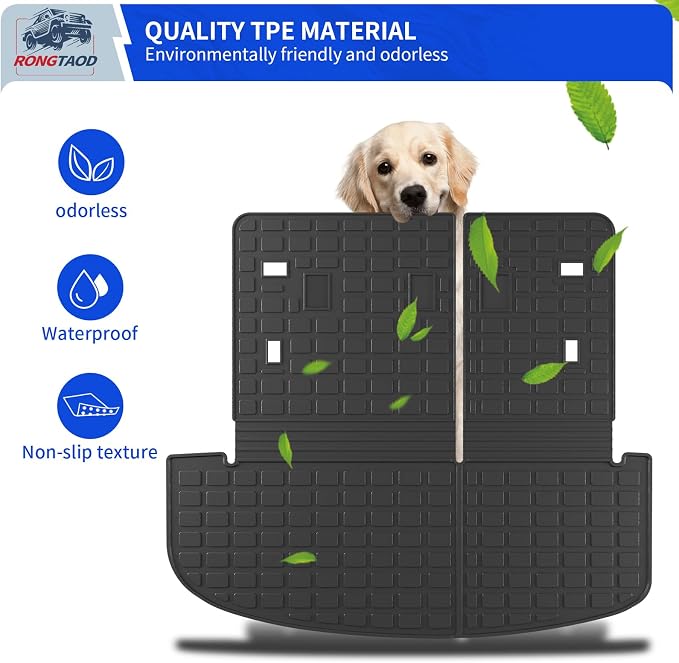 Rongtaod Floor Mats Compatible with 2020-2025 Kia Telluride 7&8 Seats (Not for 2027) Trunk Mat Cargo Mat Cargo Liner Back Seat Cover 2024 Telluride Accessories (Trunk Mat with Backrest Mat+Floor Mats)