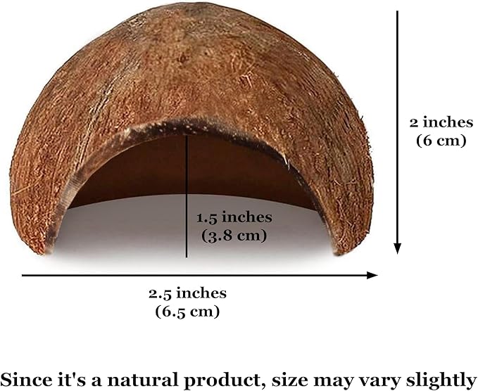 SunGrow Betta Fish Cave, Habitat Made from Coconut Shell, Soft-Textured Smooth Edged Spacious Hideout, for Resting and Breeding, 1 Pc